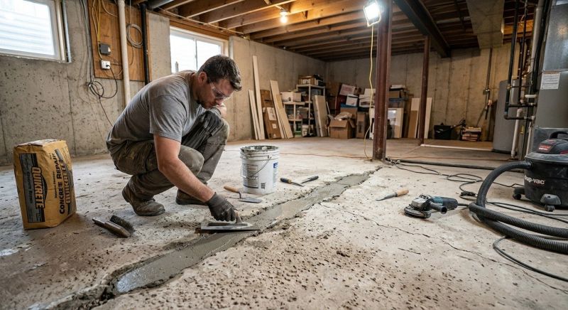 Cracked Basement Floor Repair in Kerrville, TX